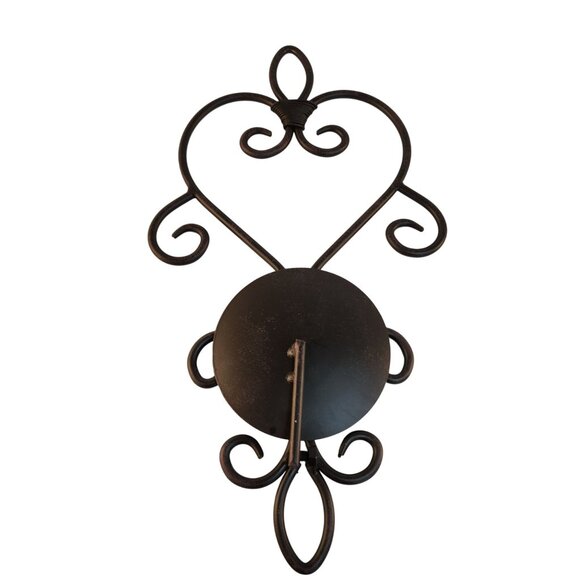 Decorative Wrought Iron Wall Sconce Candle Holder Scroll Design Accent 12x7 Inch - Picture 9 of 14